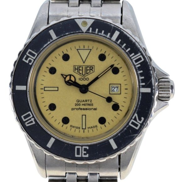 Midsize 32mm Heuer Pre-Tag Luminous 1000 Series SS Watch! Ref: 980.115N w/ B+P! - Picture 1 of 14